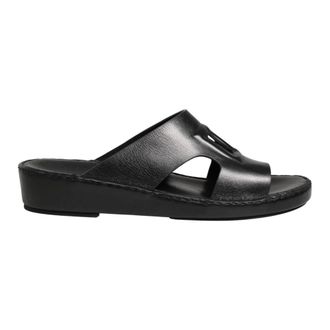 Dolce & Gabbana DG Logo Slide - Heren - Sandalen - Zwart - 44 EU - Leer - Schoenen