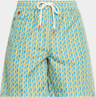 Kiton Men & apos;s Geometric Snap-Pocket Swim Trunks
