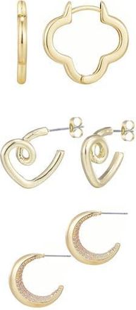 Adornia Set of 3 Assorted Hoop Earrings in Gold at Nordstrom Rack