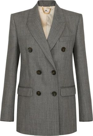 Elisabetta Franchi Wollen jas - Dames - Jassen - Grijs - Maat: M Wol