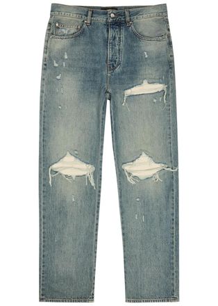 Amiri MX1 Ripped Straight-leg Jeans - Blue Denim Other - 36 (W36 / XL)