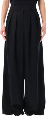 Dries Van Noten Pamplona Wijde Broek - Dames - Wijde Broeken - Zwart - 2XS - Wol - Broeken