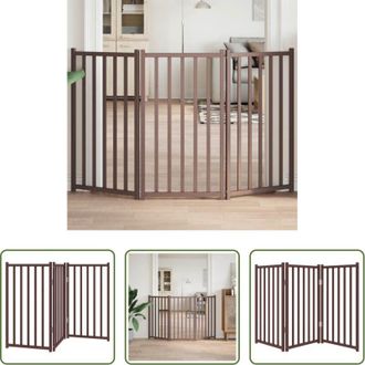 vidaXL Cancello per cani pieghevole - Cancello Cani Pieghevole 3Pannelli Marrone 150cm Massello Abete