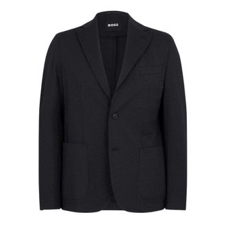 HUGO BOSS Slanke herenblazer van seersucker (Zwart)