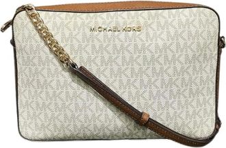 Michael Kors Pre-owned Cross Body Bags, female, Beige, Size: ONE SIZE Pre-owned Jet Set Travel PVC Shoulder Bag