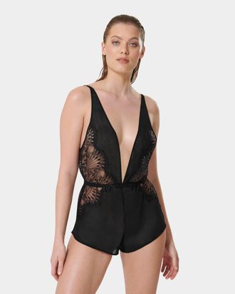Bluebella Augusta Luxury Satin Teddy Black - Black / 2XL