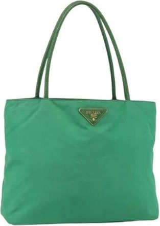 Prada Pre-owned Tote Bags, female, Green, Size: ONE SIZE Pre-owned Nylon Tote