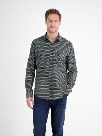 Lerros Langarmhemd LERROS Langarmhemd mit grafischem Muster, Herren, Gr. XXL, Normal- und Kurzgr&ouml;ssen, classic navy, 100% Baumwolle, Hemden Langarmhemd