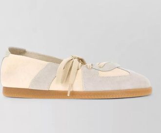 Maison Margiela leather paneled lace-up ballerina shoes
