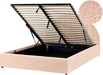 Beliani Ottoman Bed Boucle CHADENET 140 x 200 cm (EU Double) Peach Pink