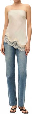 Elodie Lacey Satin Top In Ecru