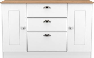 Welcome Furniture Westminster Ready Assembled 2 Door 3 Drawer Sideboard in White Ash & Riviera Oak - Welcome Furniture | TJ Hughes
