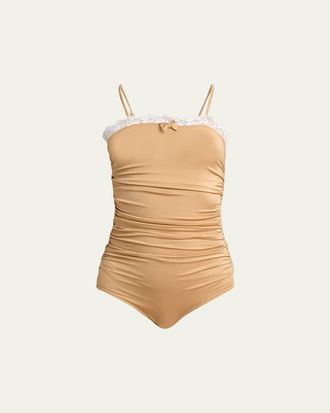 Chlo&eacute; Lace Ruffle Ruched Bodysuit