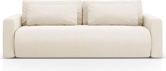 Cosmopolitan Design Sof&aacute; cama con ba&uacute;l de almacenaje 3 plazas de terciopelo marfil