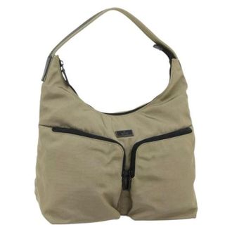 Gucci Vintage, unisex, Beige, ONE Size, Nylon, Pre-owned Nylon Shoulder Bag