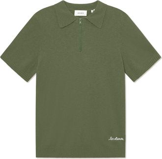 Les Deux Brad Zipper Cotton Polo in Chive Green at Nordstrom Rack, Size X-Large