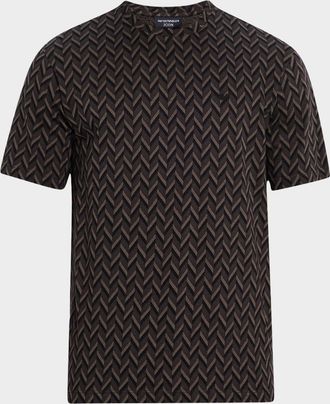 Emporio Armani Mens Cotton Chevron Crewneck T-Shirt