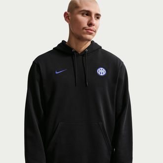 Nike Inter Milan Club Nike Mens Soccer French Terry Pullover Hoodie in Black | II3423-010