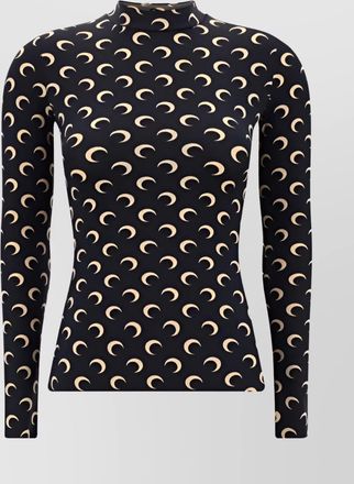 Marine Serre printed fitted high neck long sleeve top