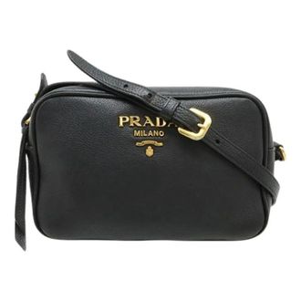 Prada Pre-owned Cross Body Bags, female, Black, Size: ONE SIZE Pre-owned Vitello Phenix Leather Shoulder Bag