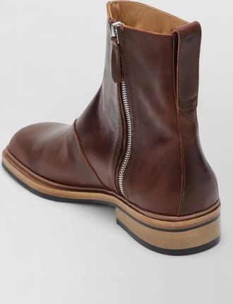 Our Legacy leather boots round toe stacked heel pull tab