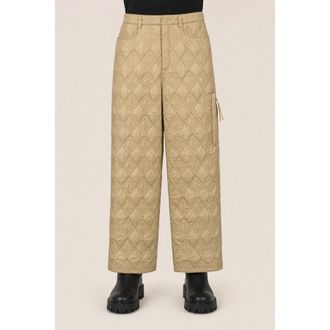 Dior MenS Khaki Quilted Wide Trousers, Size 46