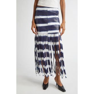 Stand Studio Viviana Fringe Skirt in Ocean Tie Dye at Nordstrom, Size 10 Us