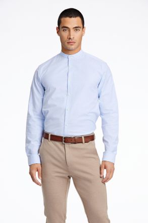 Lindbergh Langarmhemd LINDBERGH, Herren, Gr. XXL, N-Gr, blau (lt blau mix), Stoff, Obermaterial: 97% Baumwolle, 3% Elasthan, slim fit normal, Rundhals, mit Kn&ouml;p