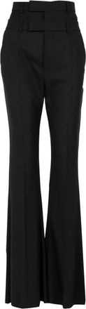 Sportmax Sartorial Broeken - Dames - Wijde Broeken - Zwart - S - Wol - Broeken