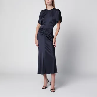 Victoria Beckham Abito midi Bela in cr&ecirc;pe di raso Midnight