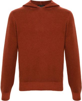 Dell'Oglio knitted hoodie - men - Cashmere/Merino - 50 - Orange