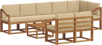 vidaXL Conjunto De Sof&aacute;s De Exterior 9 Uds. Natural Y Beige Vidaxl