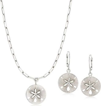 Ross-Simons Sterling Silver Sand Dollar Jewelry Set: Drop Earrings and Necklace