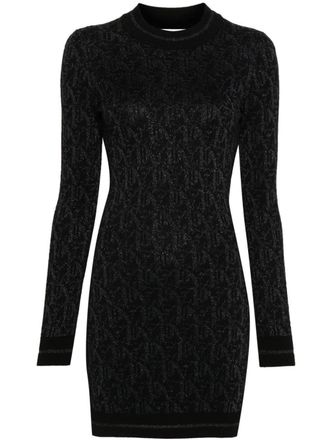 Palm Angels Monogram Jacquard Fitted Viscose Mini Dress