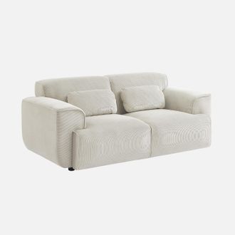 Sweeek Sweeek - Sof&aacute; De Pana De 2 Plazas, Wallas Terciopelo, Crema, 178x97.5x73 Cm