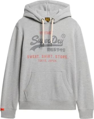 Superdry Heritage Hoodie Sweatshirt Trendy Herenmode - Heren - Hoodies - Grijs - L - Hoodies & sweatvesten