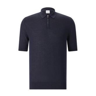 Eleventy Round-neck Knitwear, male, Blue, Size: 2XL Knit Polo