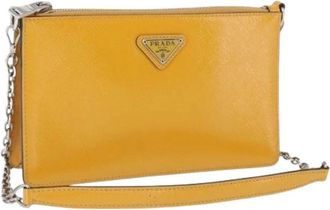 Prada Pre-owned Leren Crossbodytas - Dames - Vintage Schoudertas - Geel - ONE Size - Leer - Vintage