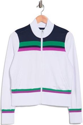 Original Penguin Stripe Crop Full Zip Jacket in Bright White at Nordstrom Rack, Size X-Small
