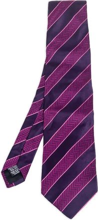 BOSS Gestreepte zijden stropdas - Paars