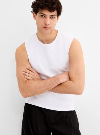 Le 31 Mens Ribbed jersey sleeveless T-shirt Imported from Seoul
