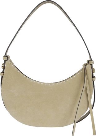 Tory Burch Romy Suede Pick Stitch Half Moon Bag - Dames - Schoudertassen - Beige - ONE Size - Su&egrave;de - Tassen