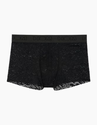 HOM Hom Mens Temptation Free Cut Lace Boxer Trunk, Black - Size: 35/34/32