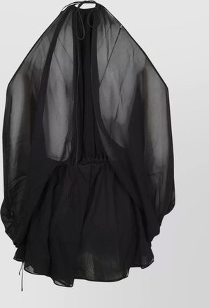 Andamane silk off-the-shoulder puff-sleeve playsuit