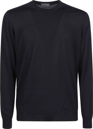 Drumohr Trui met ronde hals - Heren - Ronde hals truien - Blauw - 4XL - Wol - Truien & Vesten