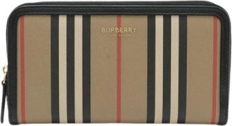 Burberry Pre-owned Elmore Leather Long Zipper Wallet - Dames - Vintage Accessoires - Beige - ONE Size - Leer - Vintage