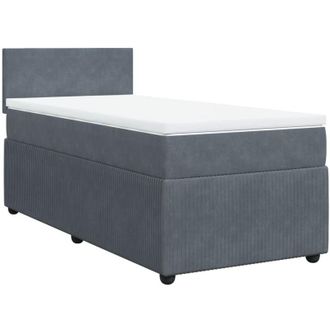 vidaXL Cama Box Spring Con Colch&oacute;n Terciopelo Gris Oscuro 80x200 Cm Vidaxl