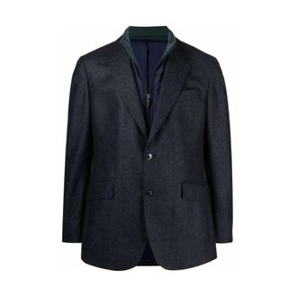 Hackett Jassen, Heren, Blauw, L, Leer, Single-Breasted Jas