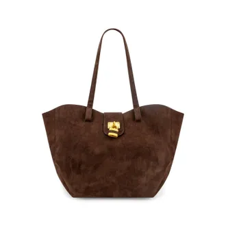 Like Dreams Womens Harper Lock Suede Tote Bag In Brown