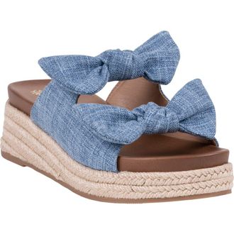 Good Choice Shoes Cosmos Bow Espadrille Wedge Sandal in Denim at Nordstrom Rack, Size 9.5